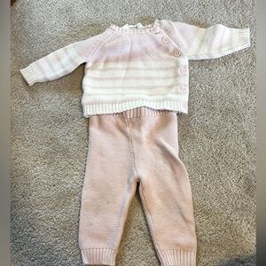 Rene rofe pant and sweater set pink and white